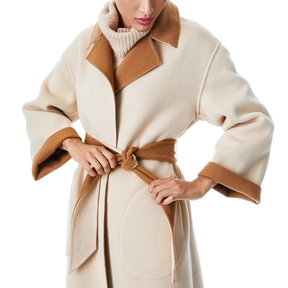 Alice + Olivia Tomiko Gorgeous Reversible Cashmere & Wool Blend Long Coat - Picture 5 of 16